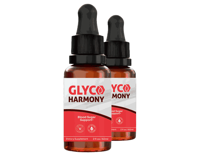 Two GlycoHarmony 2 fl oz dropper bottles, the 60-day supply